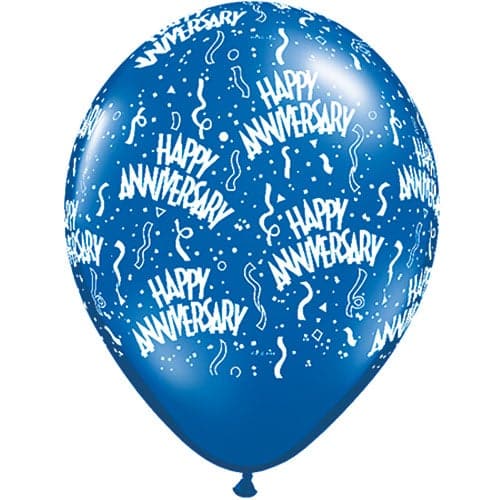 11" Happy Anniversary Jewel Assortment Printed Latex Balloons by Qualatex