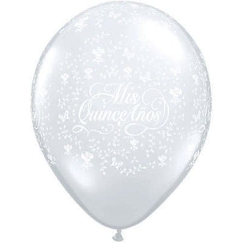 11" Mis Quince Diamond Clear Printed Latex Balloons by Qualatex