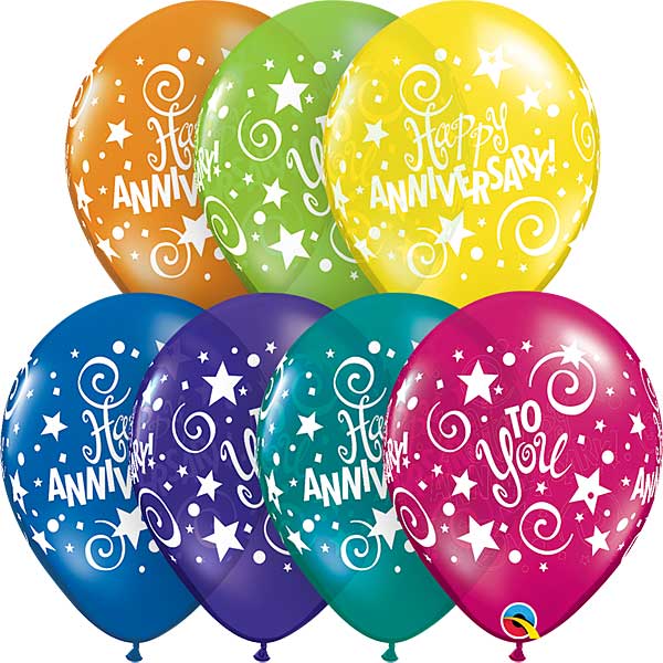 11" Happy Anniversary To You Fantasy Assortment Latex Balloons by Qualatex