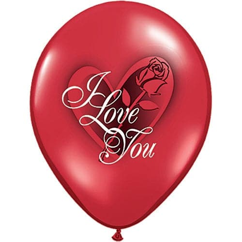 11" I Love You Rose On Ruby Red Printed Latex Balloons