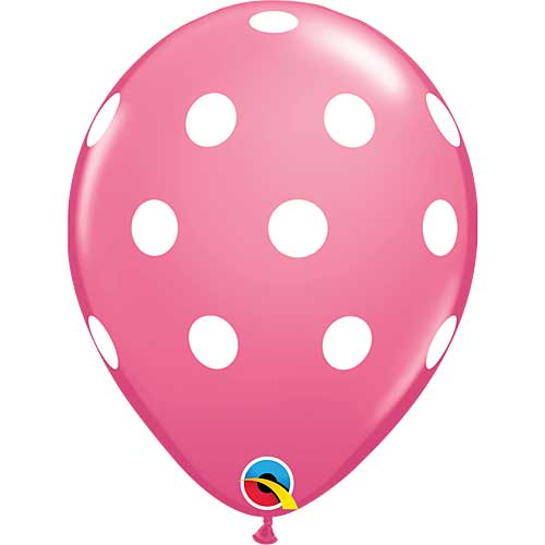 11" Big Polka Dots Rose Printed Latex Balloons by Qualatex