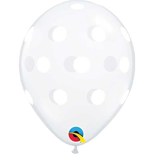 11" Big Polka Dots Diamond Clear Printed Latex Balloons by Qualatex