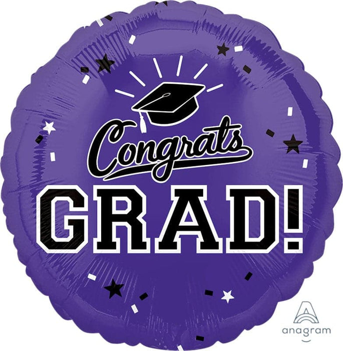 18 Inch Congrats Grad Purple Foil Balloon