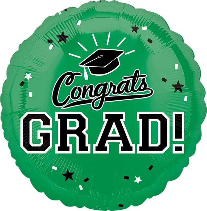 18 Inch Congrats Grad Green Foil Balloon