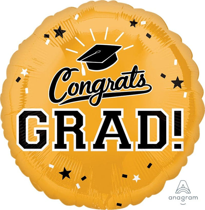 18 Inch Congrats Grad Gold Foil Balloon