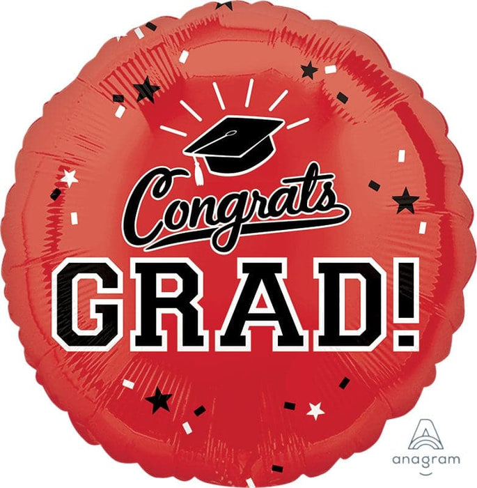 18 Inch Congrats Grad Red Foil Balloon