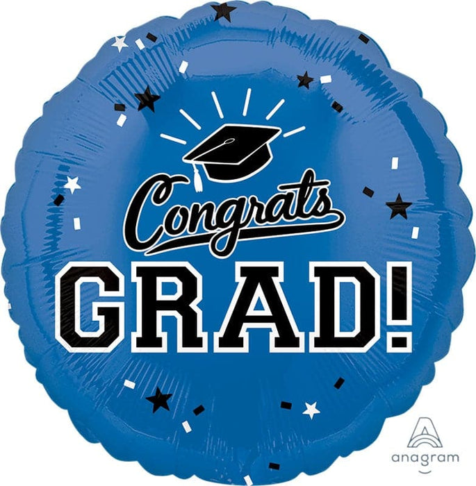 18 Inch Congrats Grad Blue Foil Balloon