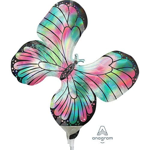 14 Inch Air Fill Iridescent Butterfly Foil Balloon