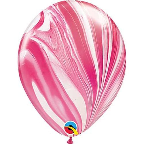 Red & White Super Agate Latex Balloons by Qualatex