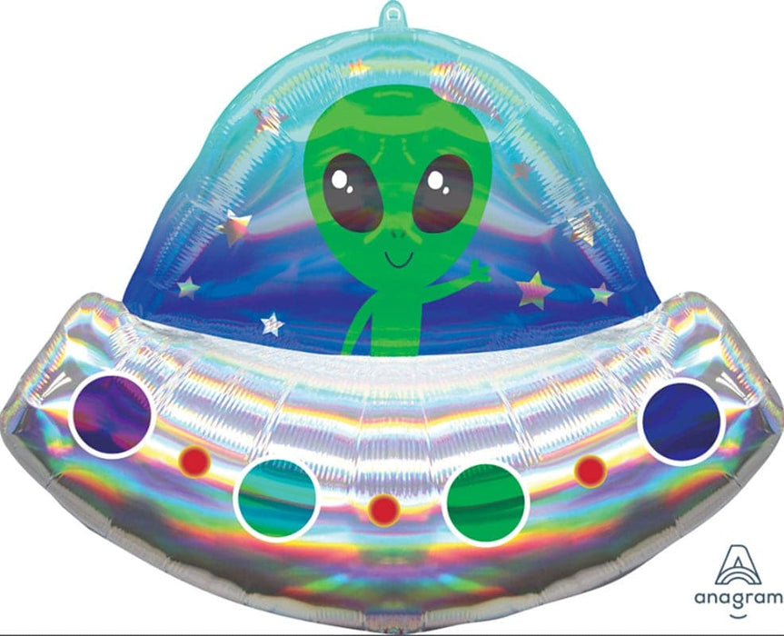 36 Inch Alien Space Ship Flying Saucer Shape Jumbo Foil Balloon