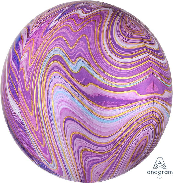 15 Inch Purple Marblez Orbz Foil Balloon