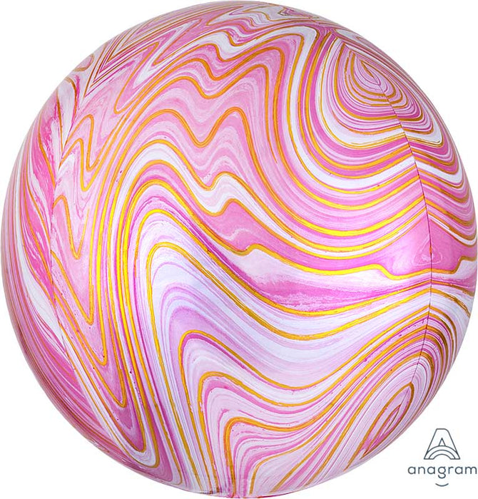15 Inch Pink Marblez Orbz Foil Balloon