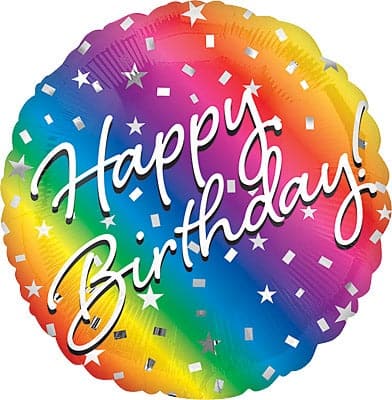 18 Inch Ombre Rainbow Value Birthday Foil Balloon