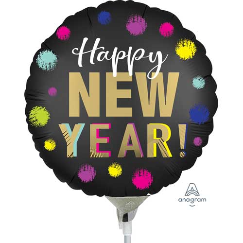 9 Inch Air Fill Satin Dotted New Year Foil Balloon