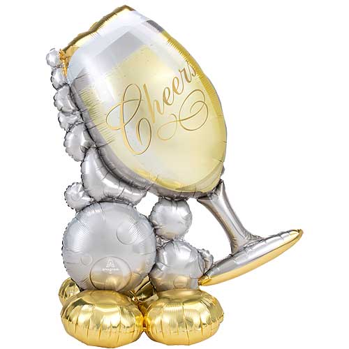 51 Inch Airloonz Bubbly Wine Glass Jumbo Foil Balloon