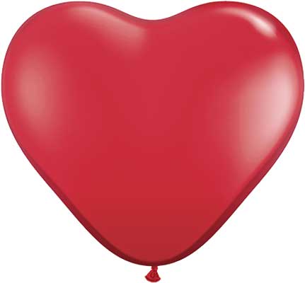 36" Ruby Red Heart Shaped Latex Balloons by Qualatex