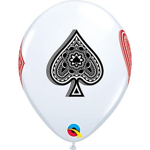11" Casino Cards On White Printed Latex Balloons by Qualatex