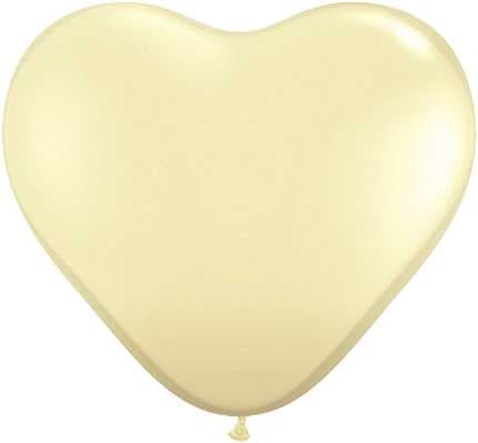 11" Ivory Silk Heart Shaped Latex Balloons by Qualatex