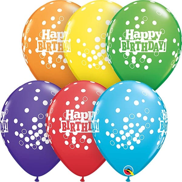 11" Birthday Confetti Dots Printed Latex Balloons by Qualatex