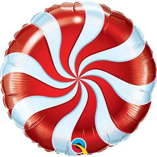 9 Inch Air Fill Red Candy Swirl Foil Balloon