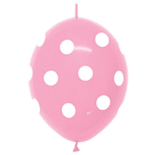 12" Pink Polka Dot Link-O-Loon Latex Balloons by Betallatex
