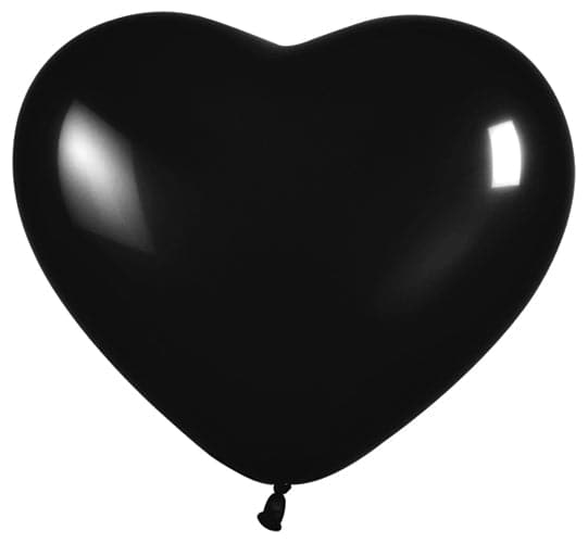 6" Black Heart Shaped Latex Balloons by Betallatex