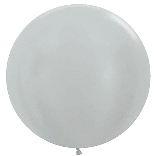 24" Metallic Silver Latex Balloons by Betallatex