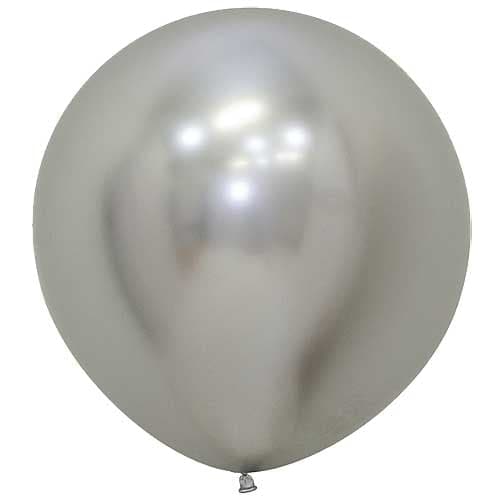 24" Reflex Silver Latex Balloons by Betallatex