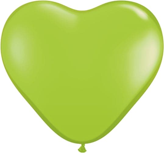 6" Lime Green Heart Shaped Latex Balloons by Qualatex