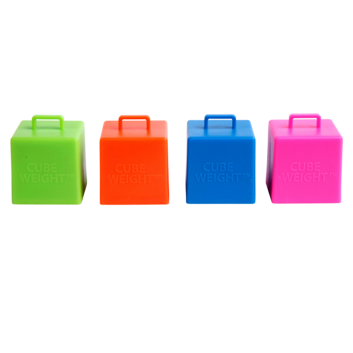 Bulk 65 gram Cube Weight™ Balloon Weights | Neon Asst. | 10 pc x 20 bags (200 pcs)