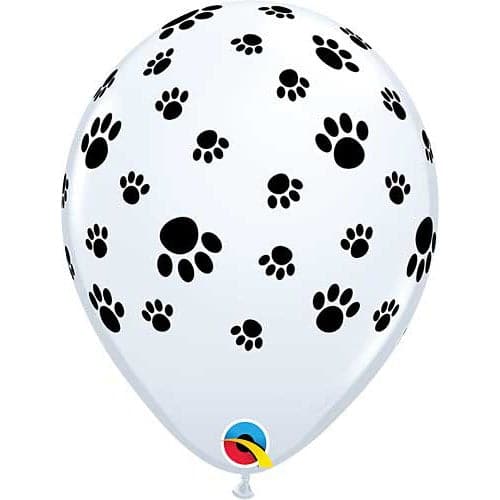 11" Paw Prints On White Printed Latex Balloons by Qualatex