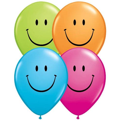 11" Smiley Face Assortment Printed Latex Balloons by Qualatex