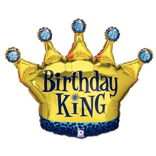 36 Inch Birthday King Crown Foil Balloon