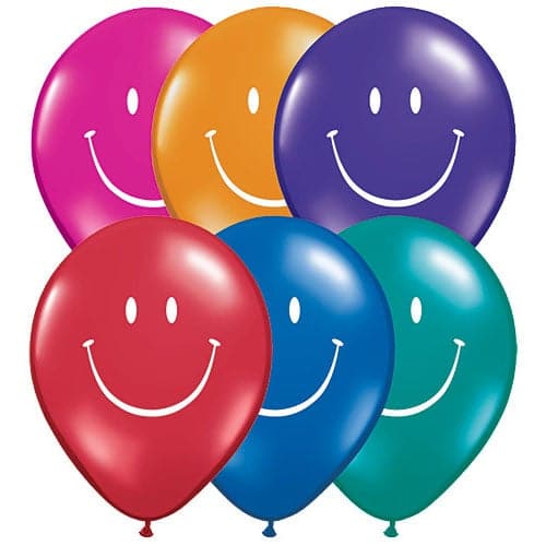 11" Smiley Face Jewel Assortment Printed Latex Balloons by Qualatex