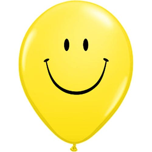 Yellow Smiley Face Printed Latex Balloons by Qualatex