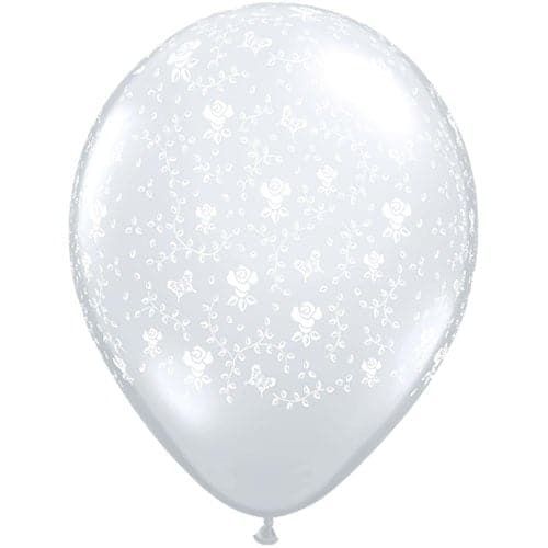 Flowers on Diamond Clear Printed Latex Balloons by Qualatex