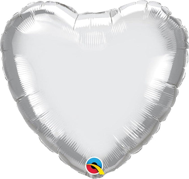 18 Inch Chrome Silver Heart Foil Balloon