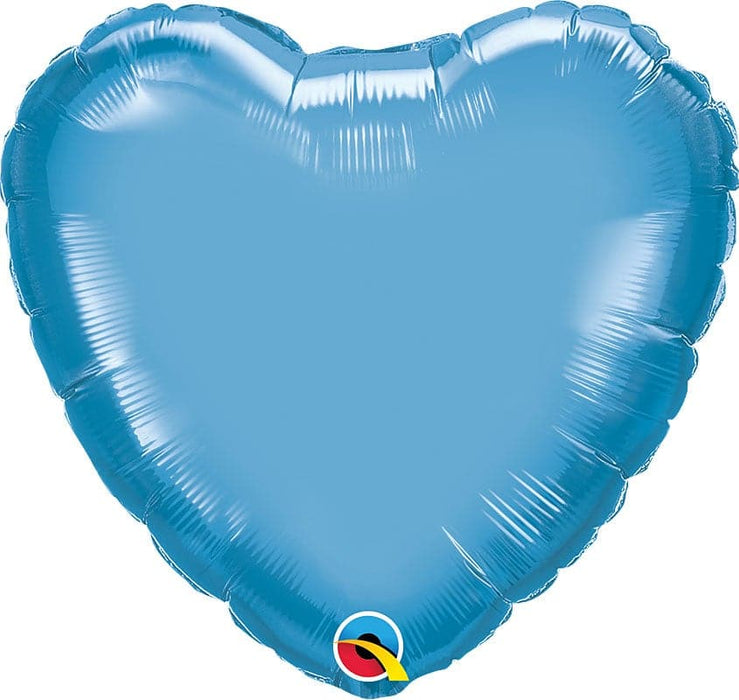 18 Inch Chrome Blue Heart Foil Balloon