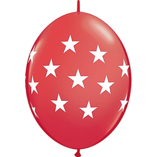 12" Quicklink Stars Red Printed Latex Balloons by Qualatex