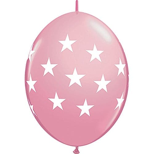 12" Quicklink Stars Pink Printed Latex Balloons by Qualatex