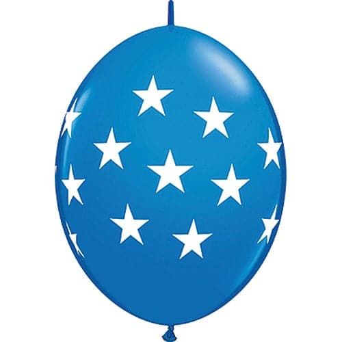 12" Quicklink Stars Dark Blue Printed Latex Balloons by Qualatex