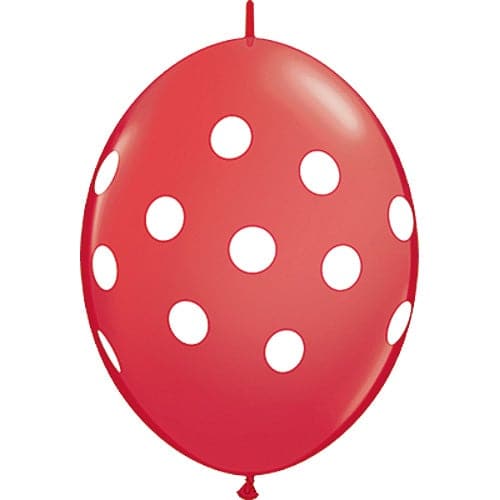 12" Quicklink Polka Dots Red Printed Latex Balloons by Qualatex