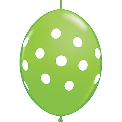 12" Quicklink Polka Dots Lime Green Printed Latex Balloons by Qualatex