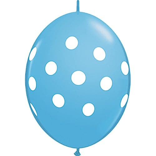 12" Quicklink Polka Dots Pale Blue Printed Latex Balloons by Qualatex