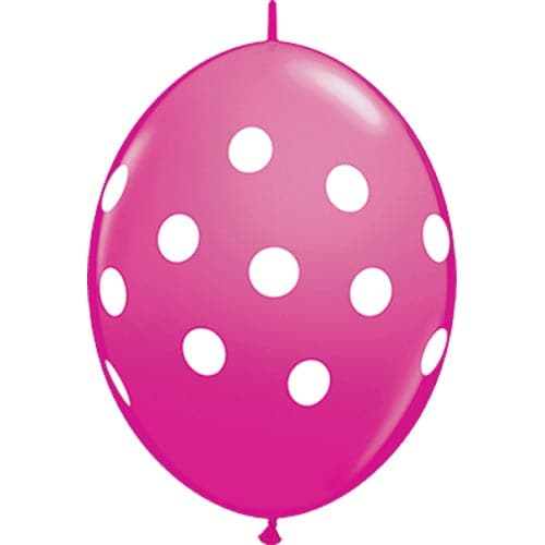 12" Quicklink Polka Dots Wild Berry Printed Latex Balloons by Qualatex