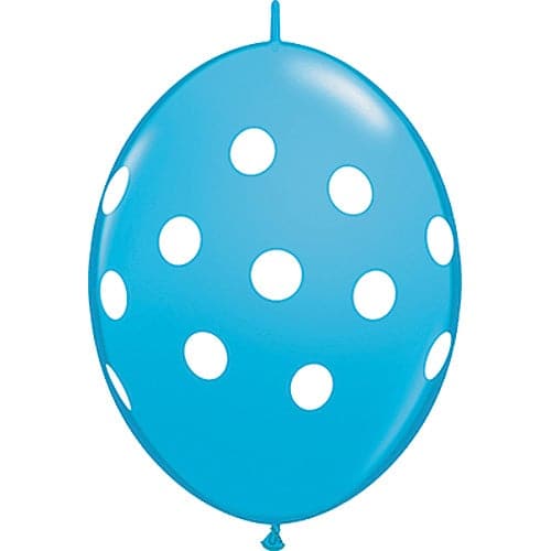 12" Quicklink Polka Dots Robin's Egg Blue Printed Latex Balloons by Qualatex