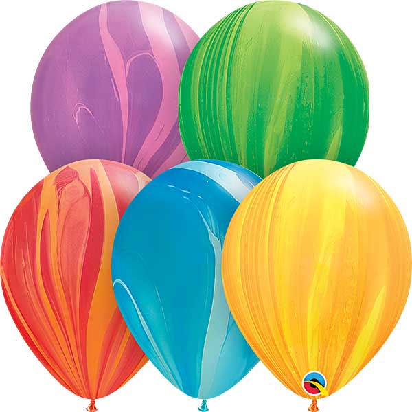 11" Rainbow Super Agate Assortment Latex Balloons by Qualatex