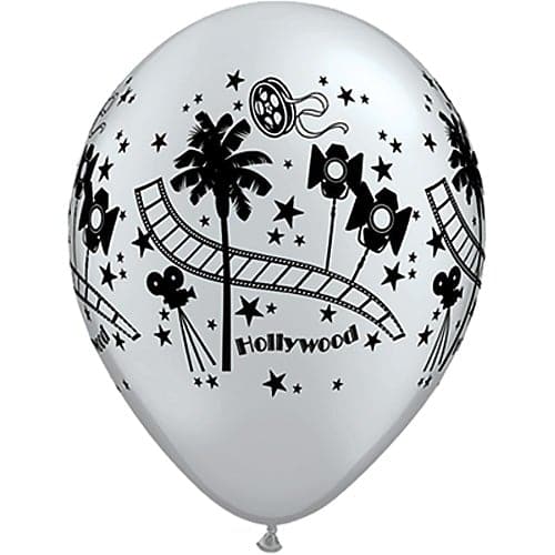 11" Silver Hollywood Printed Latex Balloons by Qualatex