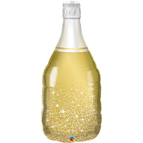 39 Inch Golden Bubbly Champagne Bottle Shape Jumbo Foil Balloon