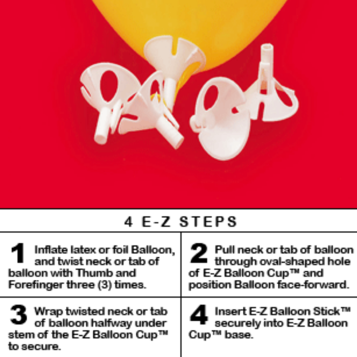 Bulk 2-Piece E-Z Balloon Cup™ & E-Z Balloon Stick | White | 250 pcs x 10 bags (2500 pcs)